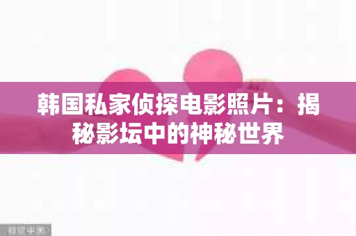 韩国私家侦探电影照片：揭秘影坛中的神秘世界