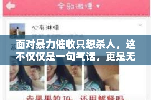 面对暴力催收只想杀人，这不仅仅是一句气话，更是无数借款人内心深处的恐惧。在这个看似光鲜亮丽的现代社会，暴力催收现象却如同毒瘤般蔓延，让人防不胜防。今天，我们就来聊聊这个沉重的话题，揭开暴力催收的冰山一角。